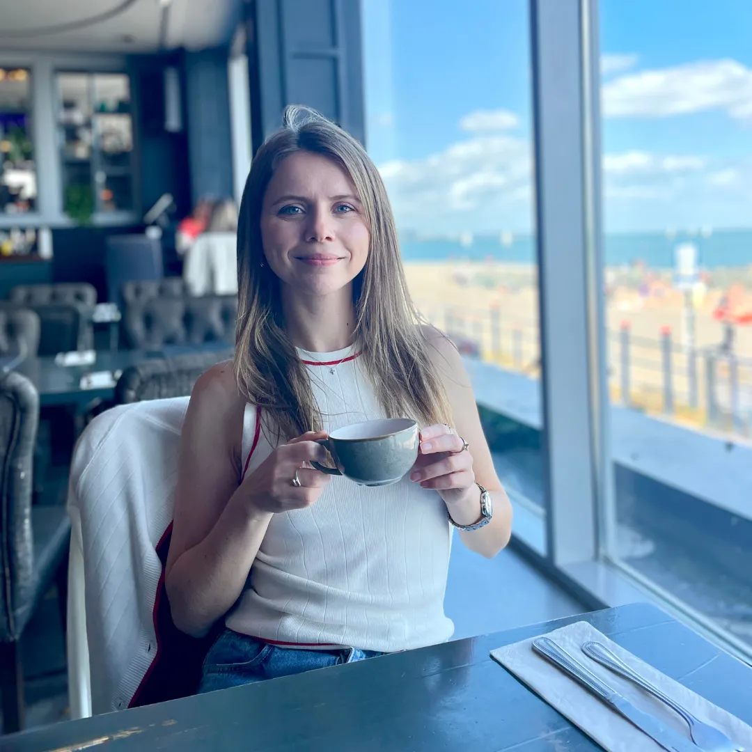 Liza with coffee